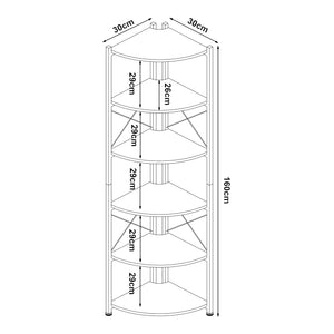 Plantehylde Ulfborg 6 hylder 160x30x30 cm sort/eg-look [en.casa]
