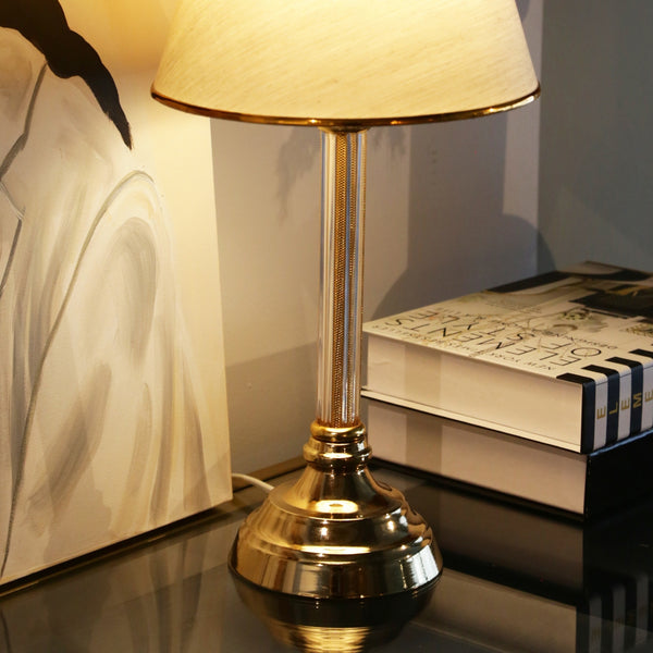 Bordlampe Paisley 1xE27 Beige / messingfarvet [lux.pro].