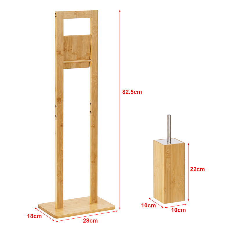 Målskitse Toiletsæt Västerås Toiletrulleholder med toiletbørste i bambus [en.casa].