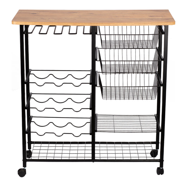 Serveringsvogn Rønnede Metal Sort [en.casa]