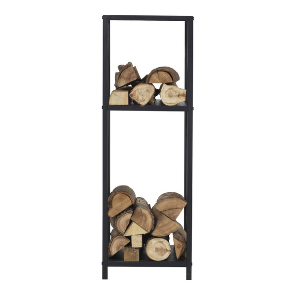 Brændeopbevaring Tinglev Stål 34x34x105,5 cm Sort [en.casa]
