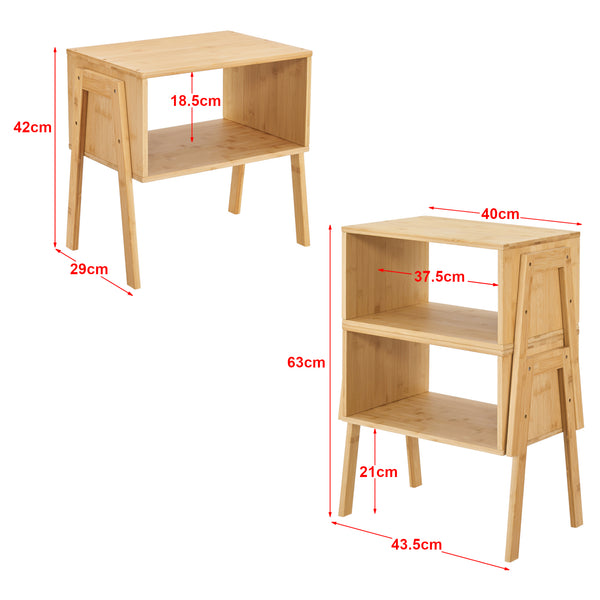Sengebord Vinderup sæt af 2 stabelbare bambus 42x43,5x29 cm [en.casa].