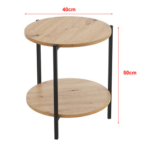 Sidebord Kuopio 50xØ40cm sort/trælook [en.casa].