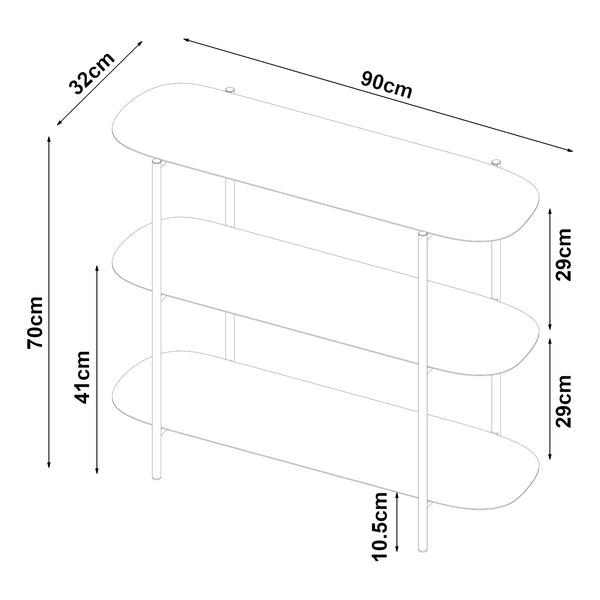 Konsolbord Enebakk 70x90x32cm sort, mat [en.casa].