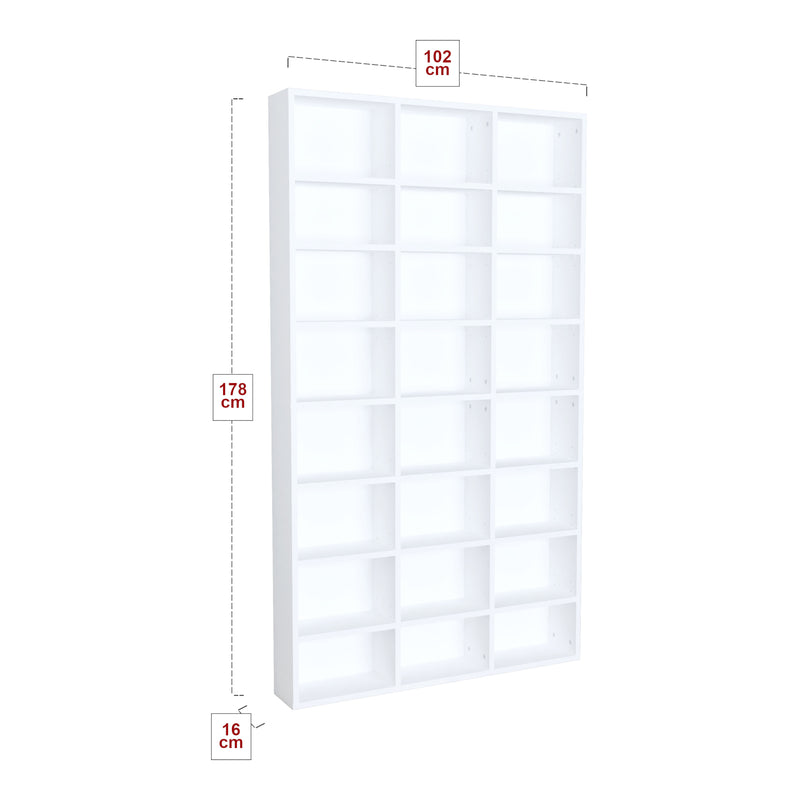 Målskitse Askvoll bogreol 178x102x16cm Hvid [en.casa].