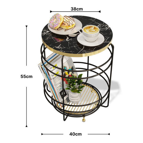 Kurvbord Padasjoki Marmorlook, sort [en.casa]