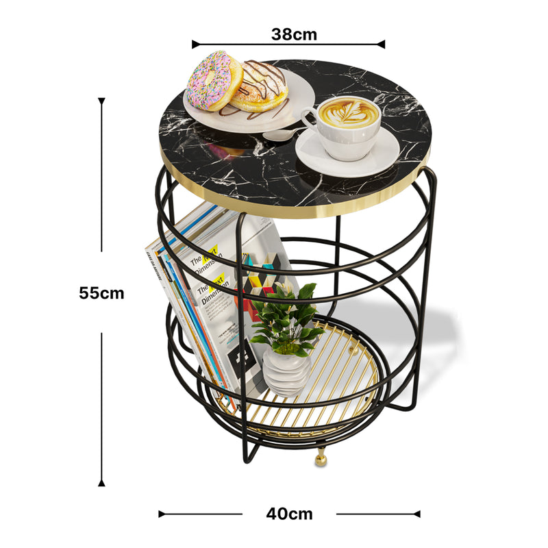 Målskitse Kurvbord Padasjoki Marmorlook, sort [en.casa]