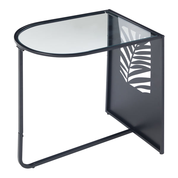 Sidebord Ulvik 50x50x35cm lavet af metal og glas sort [en.casa].