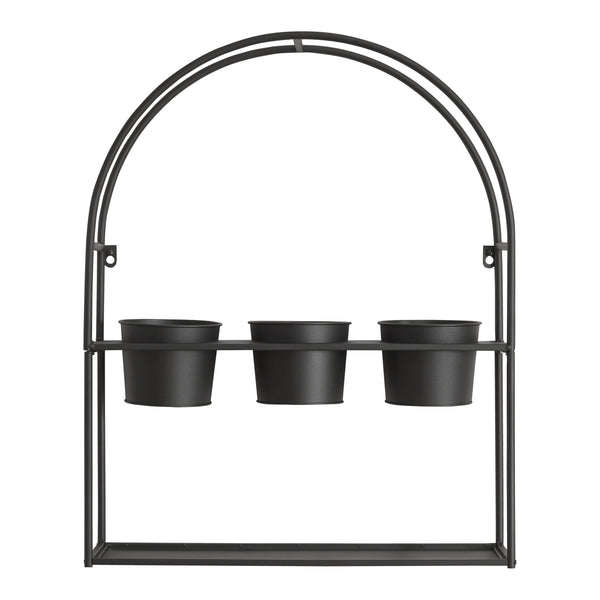 Merikarvia plantehylde med 3 metalpotter [en.casa].