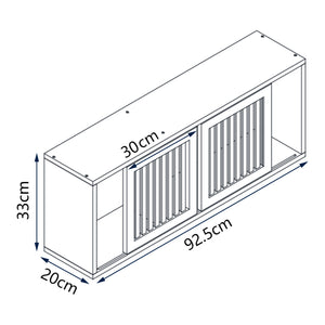Grums væghylde med to skydedøre 92,5x20x33cm bambus [en.casa].