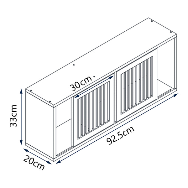 Grums væghylde med to skydedøre 92,5x20x33cm bambus [en.casa].