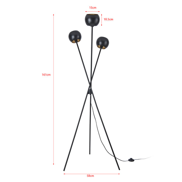 Gulvlampe Nykvarn 3-lys metal sort [lux.pro].