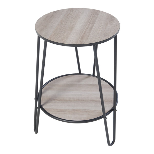 Ylöjärvi sidebord med 2 hylder i sort/eg-look [en.casa].