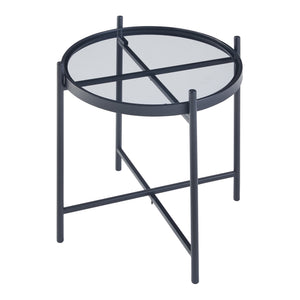 Lier sidebord med sort glasplade [en.casa].