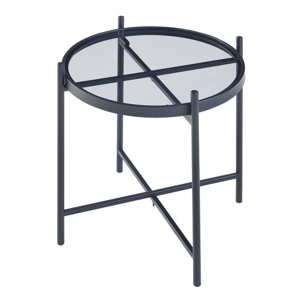 Lier sidebord med sort glasplade [en.casa].