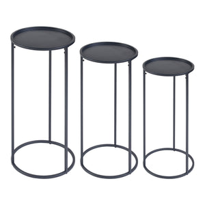 Nesodden plantestativ sæt af 3 metal sort [en.casa].
