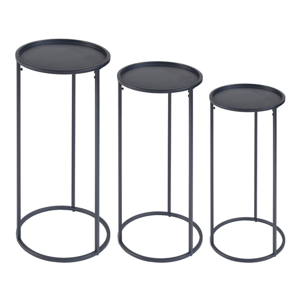 Nesodden plantestativ sæt af 3 metal sort [en.casa].