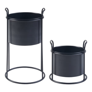 Plantestativ Osen sæt med 2 metal sort [en.casa].
