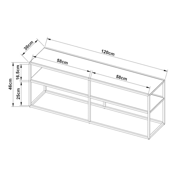 Tv-bord Solund 120x30x46cm Sort [en.casa]