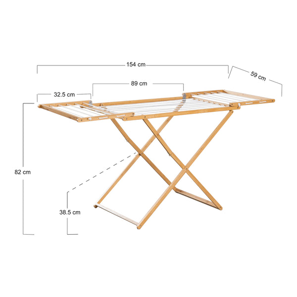 Sammenklappeligt tørrestativ Fakala 154x59x82 cm bambus [en.casa]