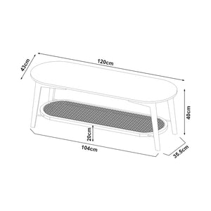Sofabord Taivalkoski 120x43x40 cm Sort/Rattanlook [en.casa]