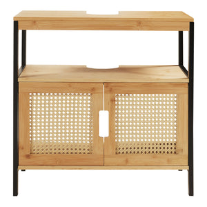 Vaskeskab Tervola 60x60x35 cm Sort/Bambus [en.casa]