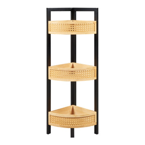 Tervola hjørnehylde 80x23x23 cm sort/bambus [en.casa].