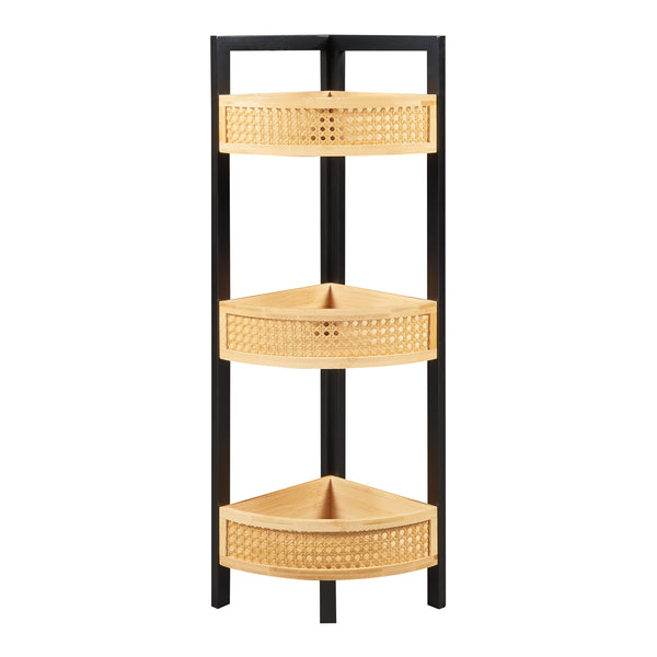 Tervola hjørnehylde 80x23x23 cm sort/bambus [en.casa].