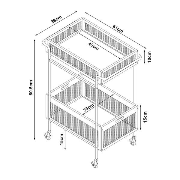 Serveringsvogn Tervola 81x61x39 cm rattanlook [en.casa]