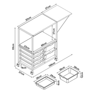 Trolley Sørfold med kasser 100x37x85cm Hvid [en.casa].