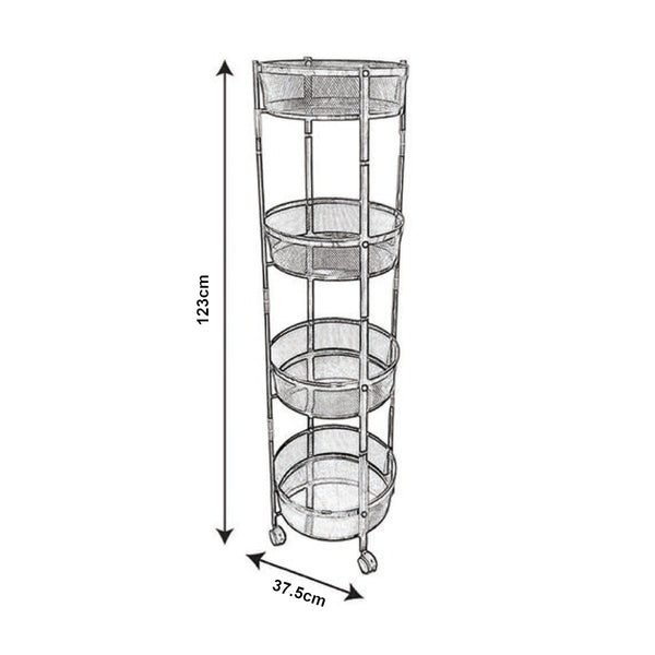 Trolley Sørreisa med 4 niveauer 123xØ37,5cm Hvid [en.casa].