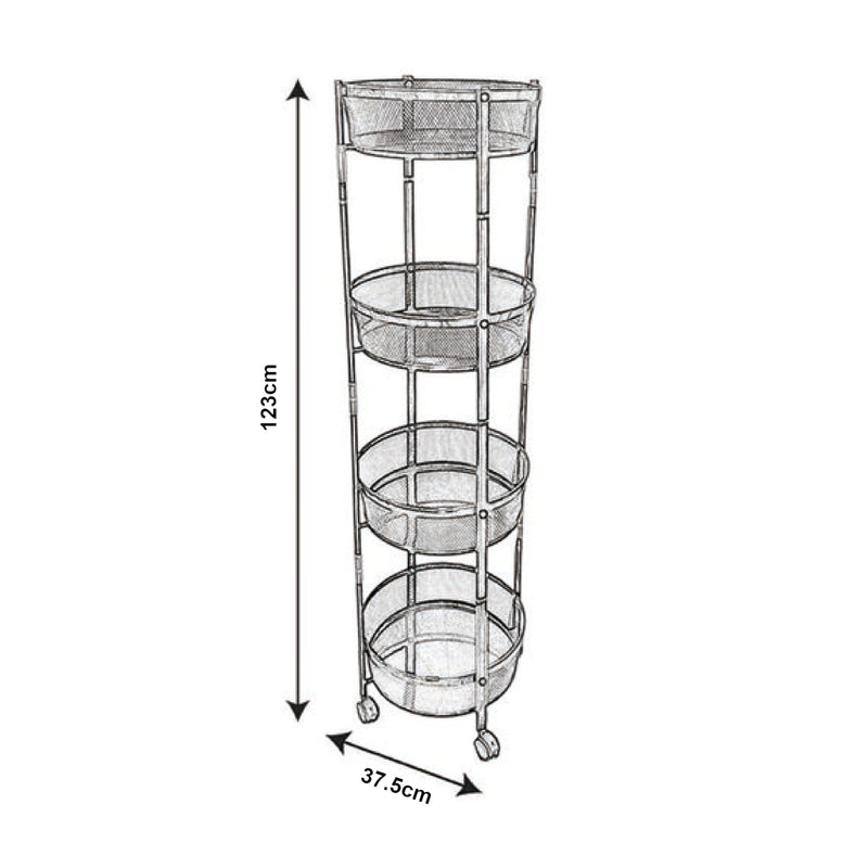 Målskitse Trolley Sørreisa med 4 niveauer 123xØ37,5cm Hvid [en.casa].