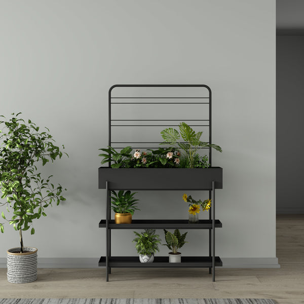 Udendørs plantestativ Aalsmeer metal 154x96x24 cm sort [casa.pro].