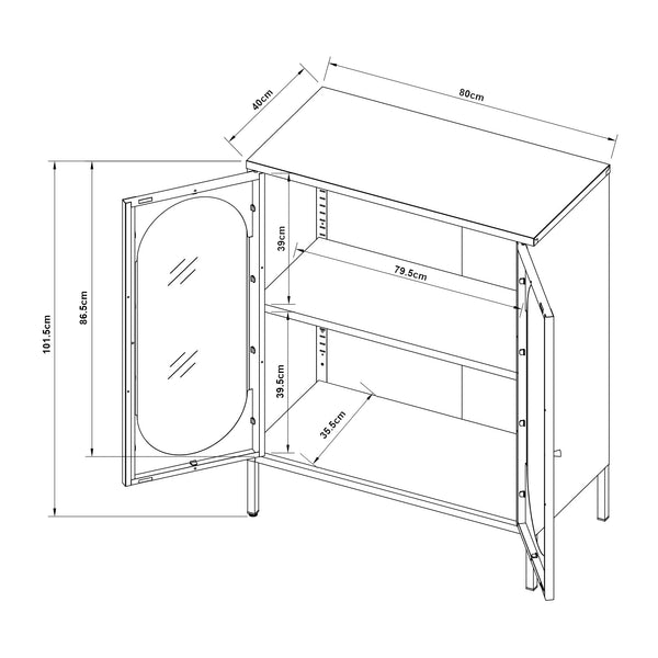 Skænk Karlskrona 102x80x40 cm sort mat [en.casa]