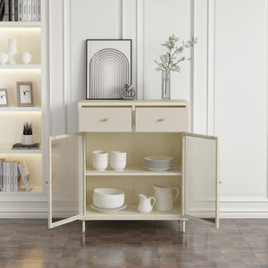 Skænk Lindau stål 97x80x40 cm cremehvid [en.casa]
