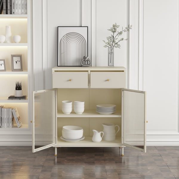 Skænk Lindau stål 97x80x40 cm cremehvid [en.casa]