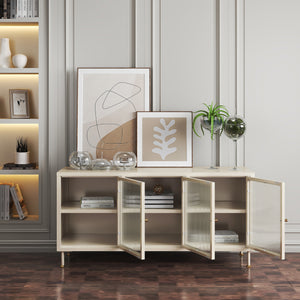 TV-møbel Lindau stål 120x40x59 cm cremehvid [en.casa]