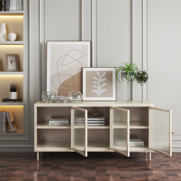 TV-møbel Lindau stål 120x40x59 cm cremehvid [en.casa]