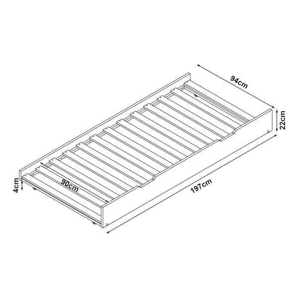 Udtræksseng Ydre 197x94x22 cm Hvid [en.casa]