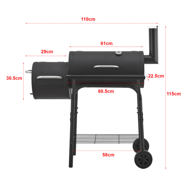 Ryge- og grillvogn Arielli 115x110x64cm sort [casa.pro].