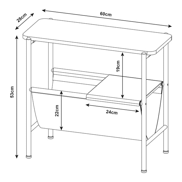 Sidebord Samnanger 60x28x53cm Sort [en.casa]