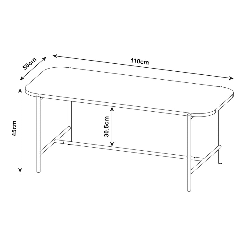 Målskitse Sofabord Samnanger 110x50x45cm Sort [en.casa]