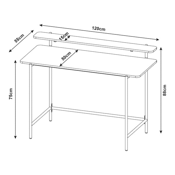 Skrivebord Samnanger 120x55x88 cm Sort [en.casa]