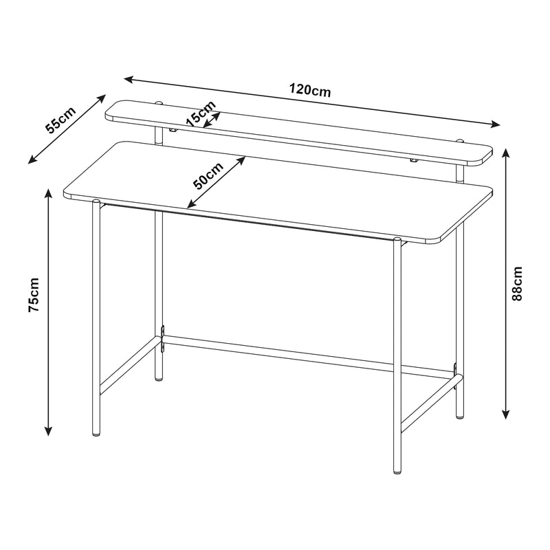 Målskitse Skrivebord Samnanger 120x55x88 cm Sort [en.casa]