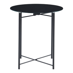 Sidebord Ödeshög med glasplade 45xØ42cm Sort [en.casa]