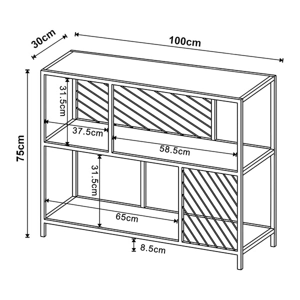 Konsolbord Övertorneå 100x30x75 cm Sort/Eg [en.casa]