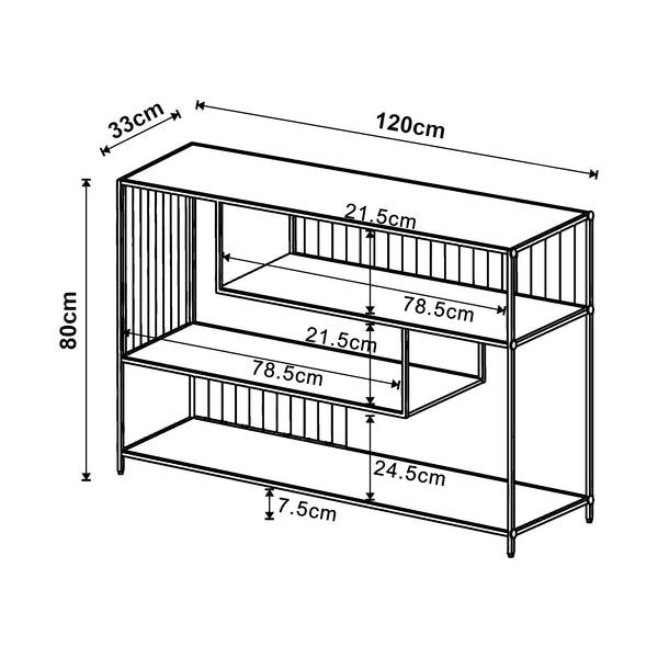 Konsolbord Oxelösund 120x33x80 cm Sort [en.casa]