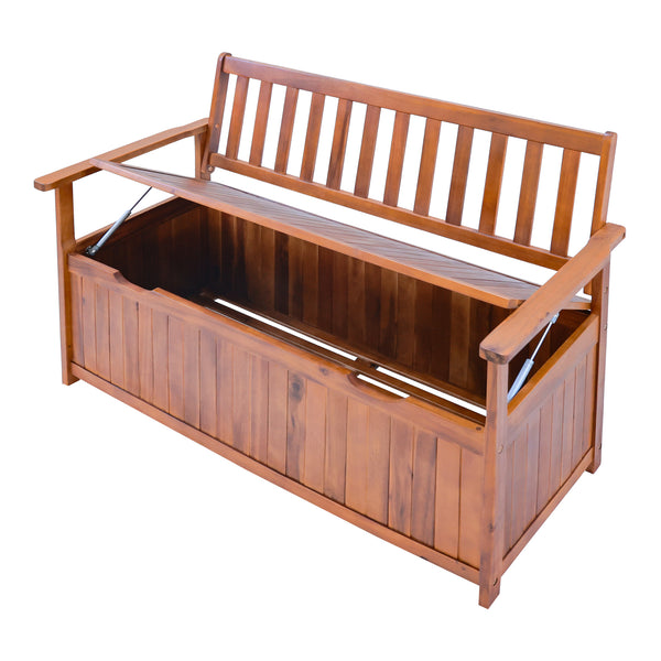 Havestol Avezzano med opbevaringsrum 130x60x88cm Akacie FSC®-certificeret [en.casa]