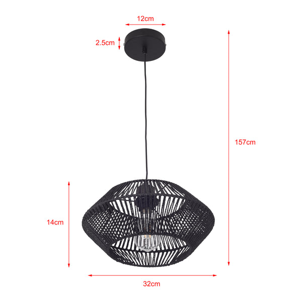 Hængelampe Amersham Metal+Rattan Sort [lux.pro]