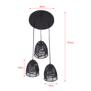 Pendellampe Andover Metall+Rattan Schwarz [lux.pro]